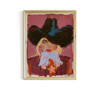 Black Hat Cowgirl Art Print, Pink Western Portrait, Cowgirl Wall Decor, Western home decor