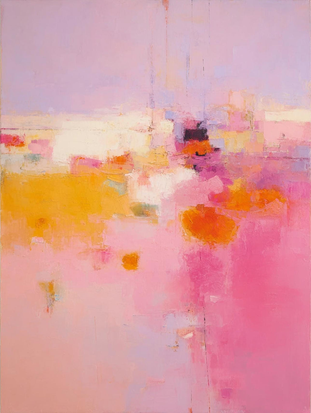 Pink Sunrise Abstract Canvas Painting, Modern Warmth Decor