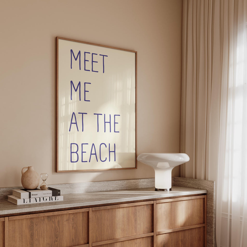 Meet me at the beach poster, Beach Quote Print, Meet Me at the Beach Poster, Minimal Coastal Decor