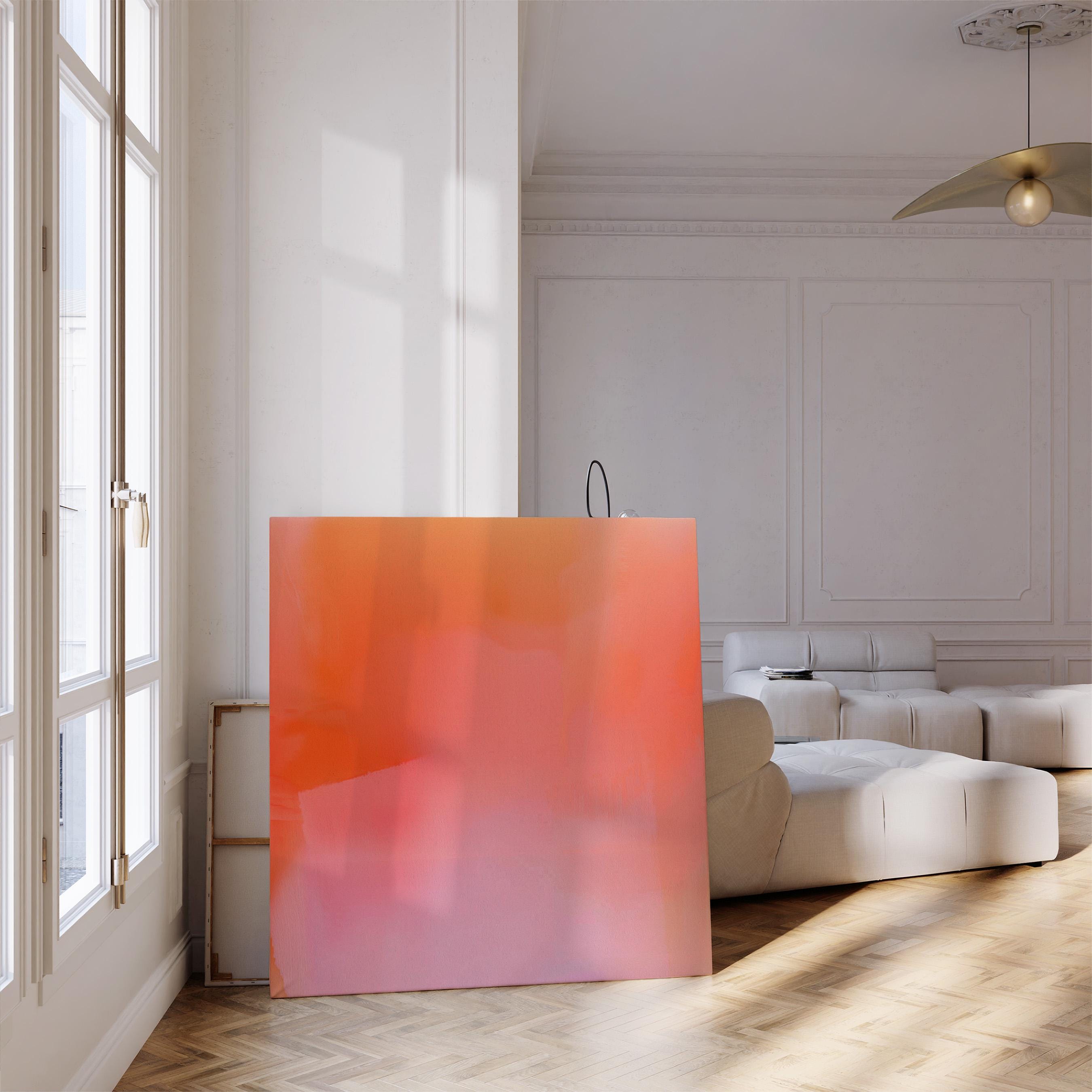 Coral Pink Abstract Art Print, Warm Gradient Contemporary Wall Decor