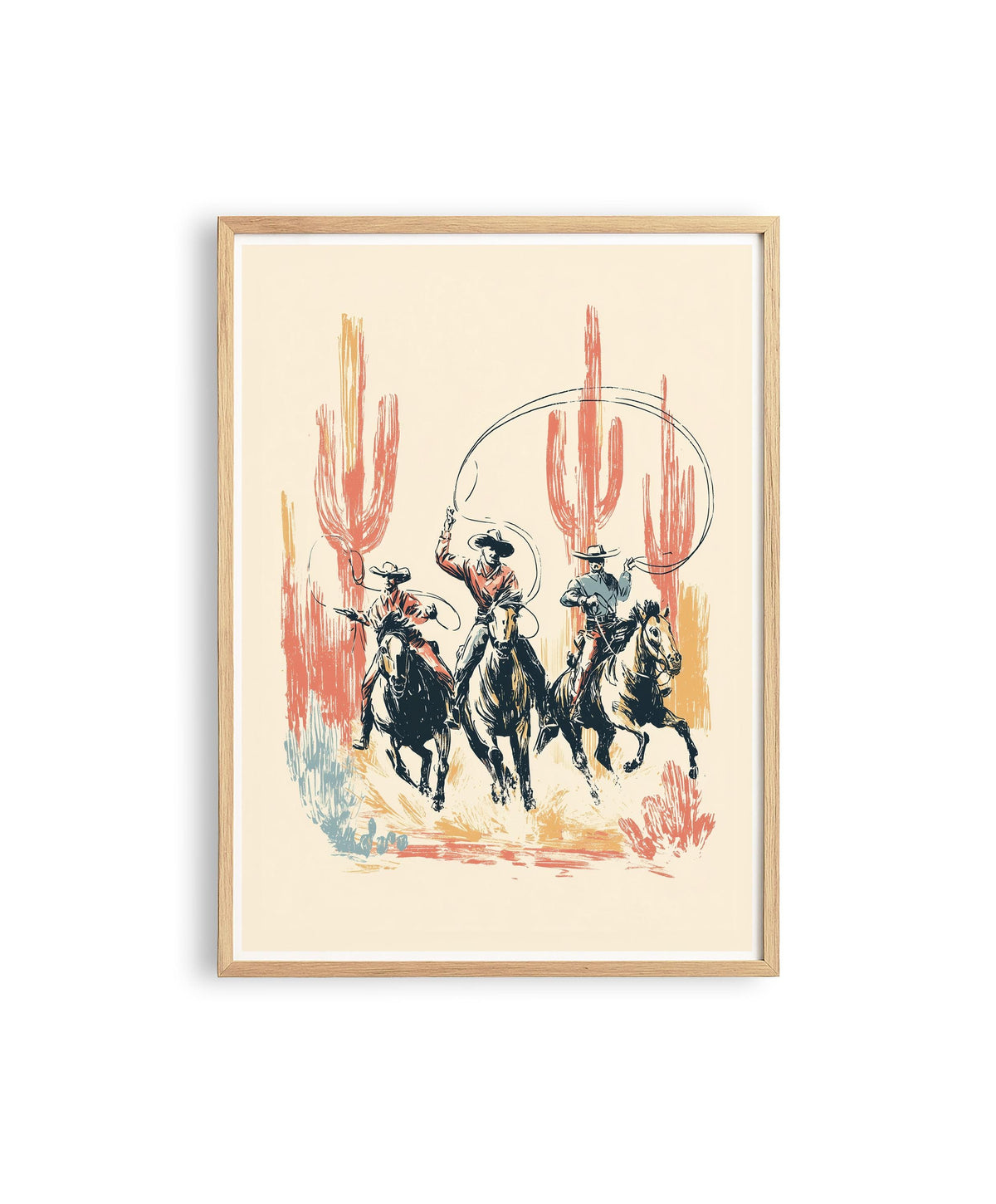 Cowboy Wall Art Print, Western Horse Rodeo Poster, Vintage Desert Decor