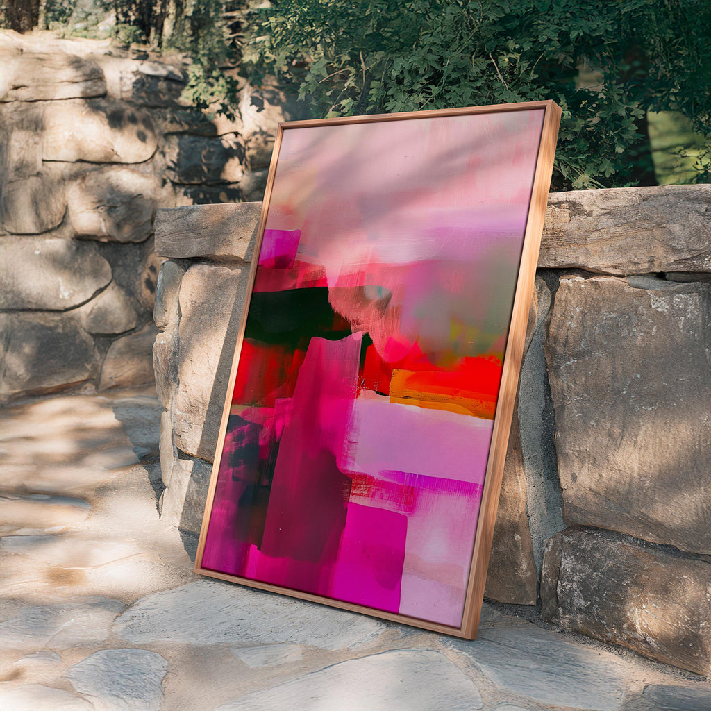 Magenta Pink Abstract Art Print, Pink Modern Wall Decor, Colorful Poster