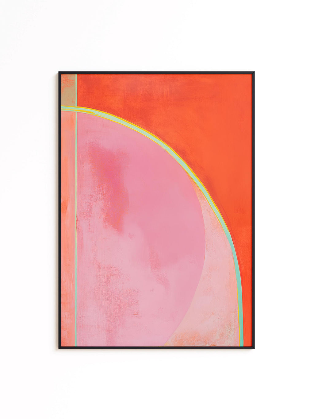 Mid Century Abstract Print, Coral Pink Geometric Line Art, Modern Wall Decor
