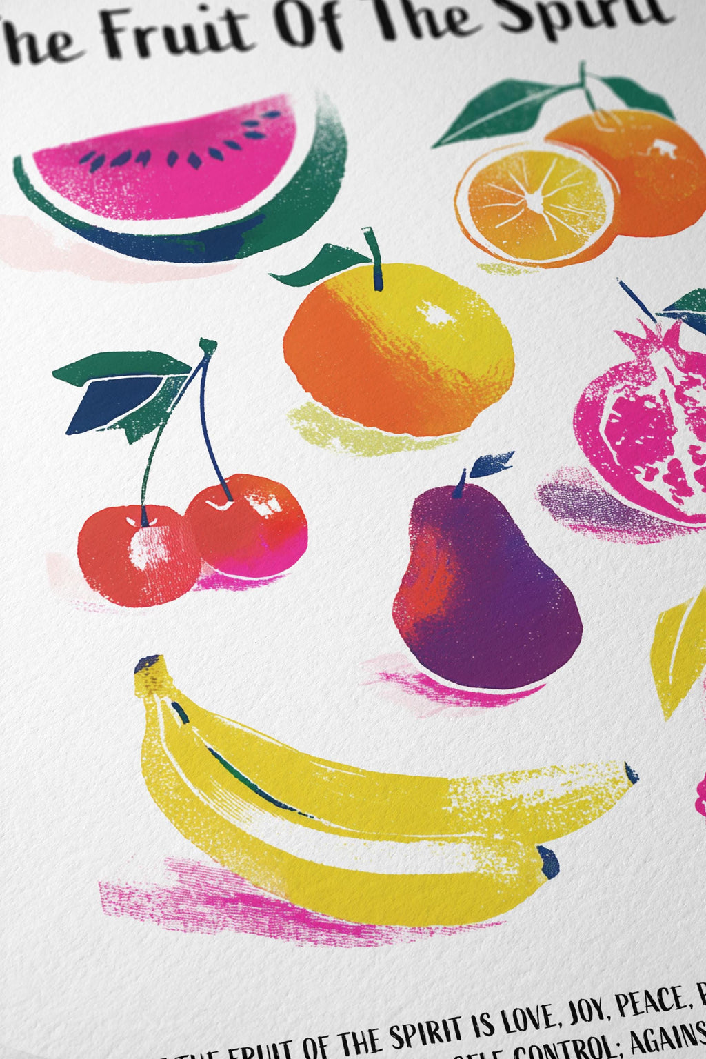 Fruit of the Spirit Wall Art Print, Galatians 5:22-23 Poster, Christian Fruit Decor