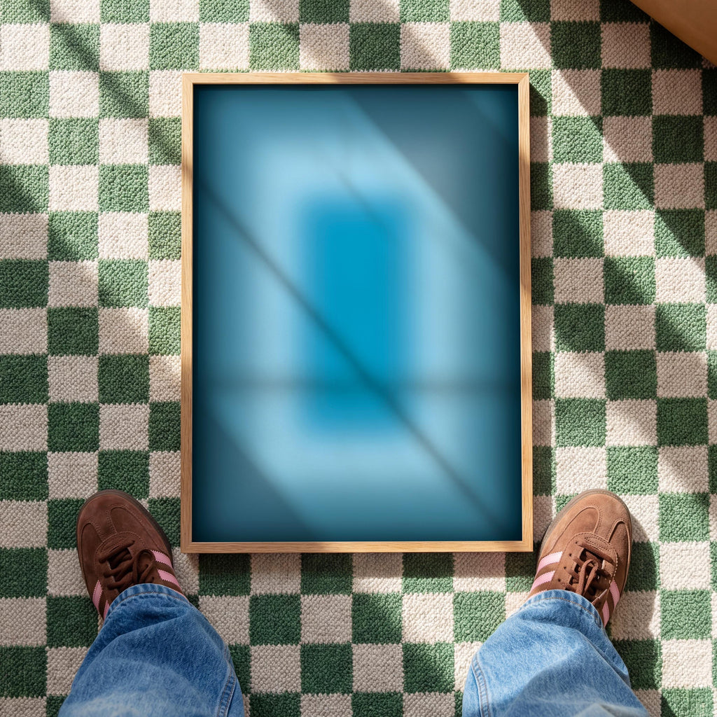 Blue Aura Art Print, Teal Gradient Poster, Moody Modern Wall Decor