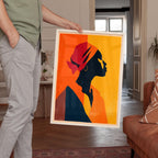 African American Art Print, Black Woman Silhouette, Orange Poster