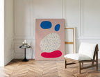 Blue Red Circle Abstract Shapes Art Print: Minimalist Modern Wall Decor