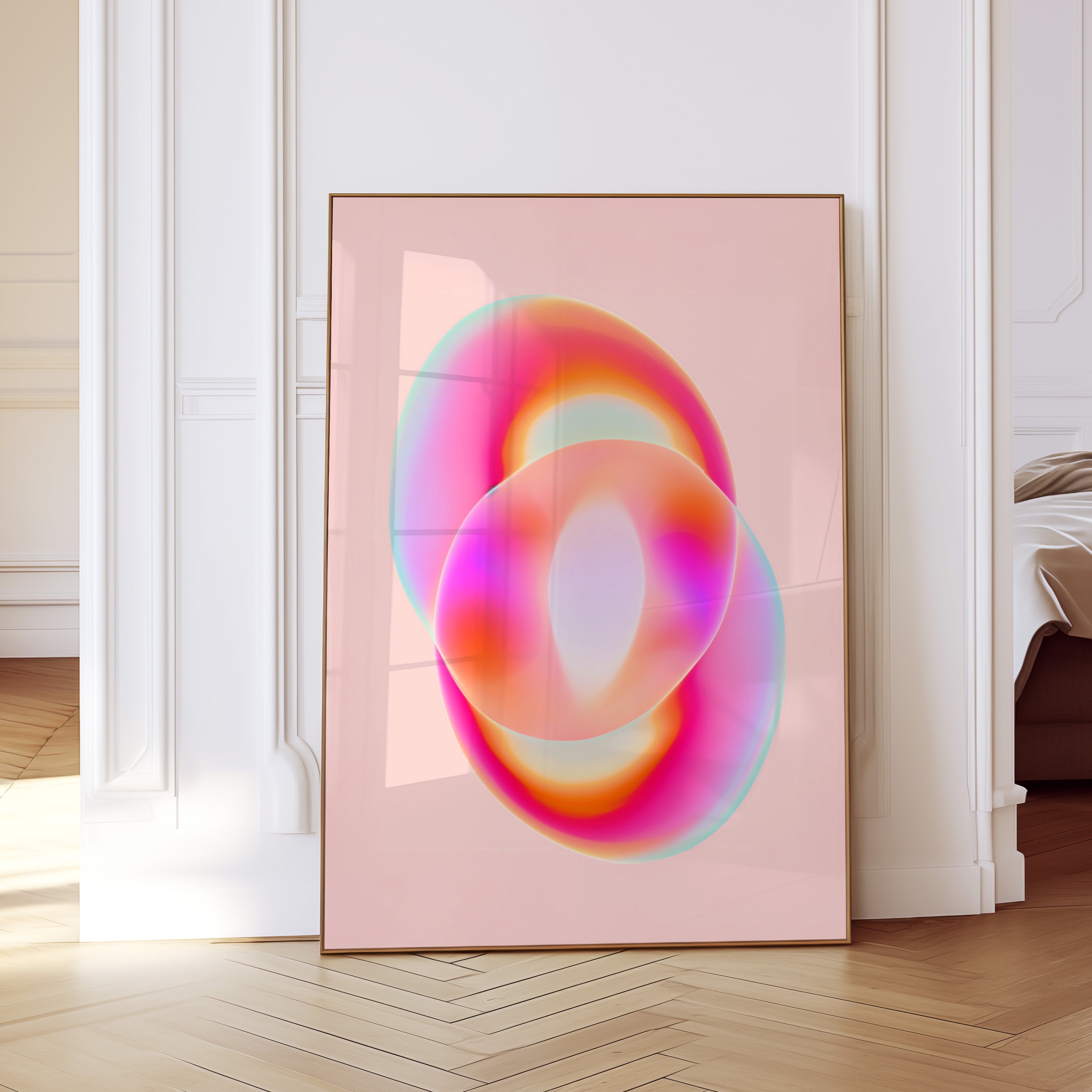 Pink Abstract Art Print, Colorful Gradient Wall Decor, Modern Aura Poster