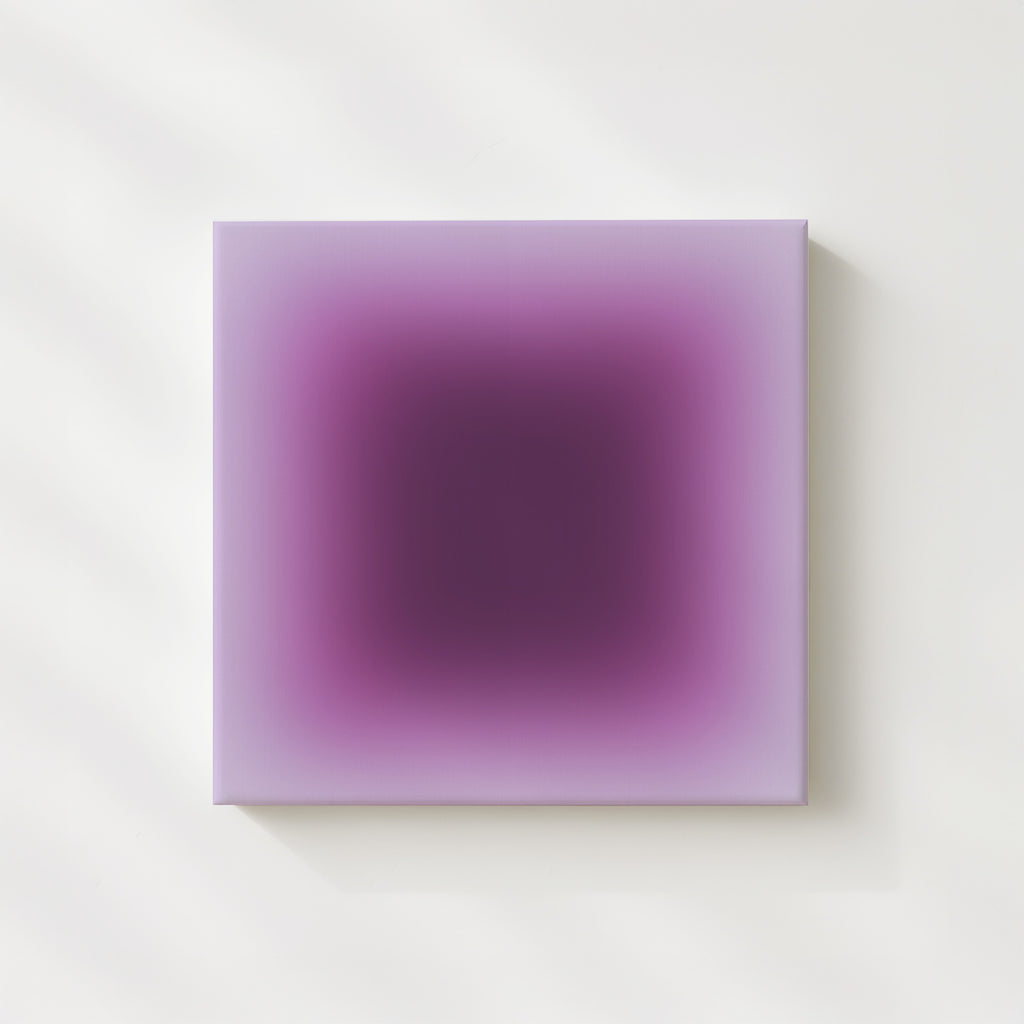 Contemporary purple square gradient artwork with calming tone and balance.