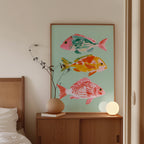 Fish Wall Art Print, Colorful Coastal Fish Poster, Nautical Bathroom Decor