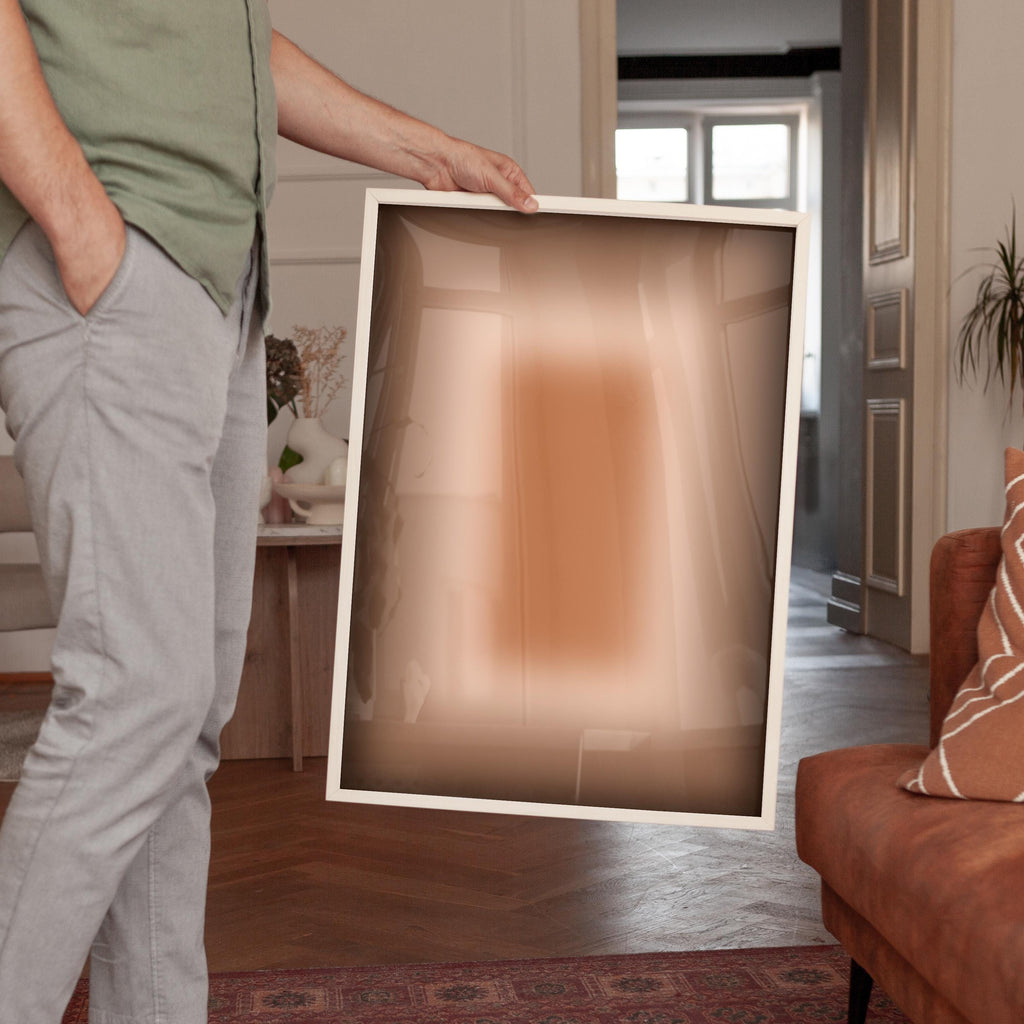 Warm Brown Gradient Abstract Art Print, Neutral Minimalist Poster, Cozy Modern Home Decor