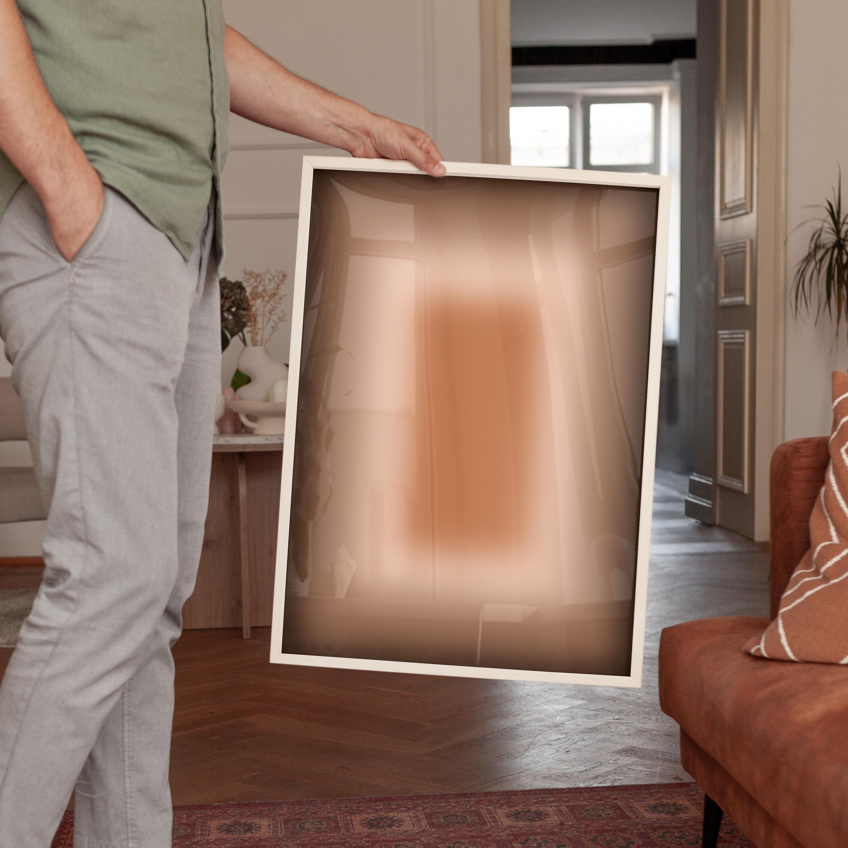 Warm Brown Gradient Abstract Art Print, Neutral Minimalist Poster, Cozy Modern Home Decor