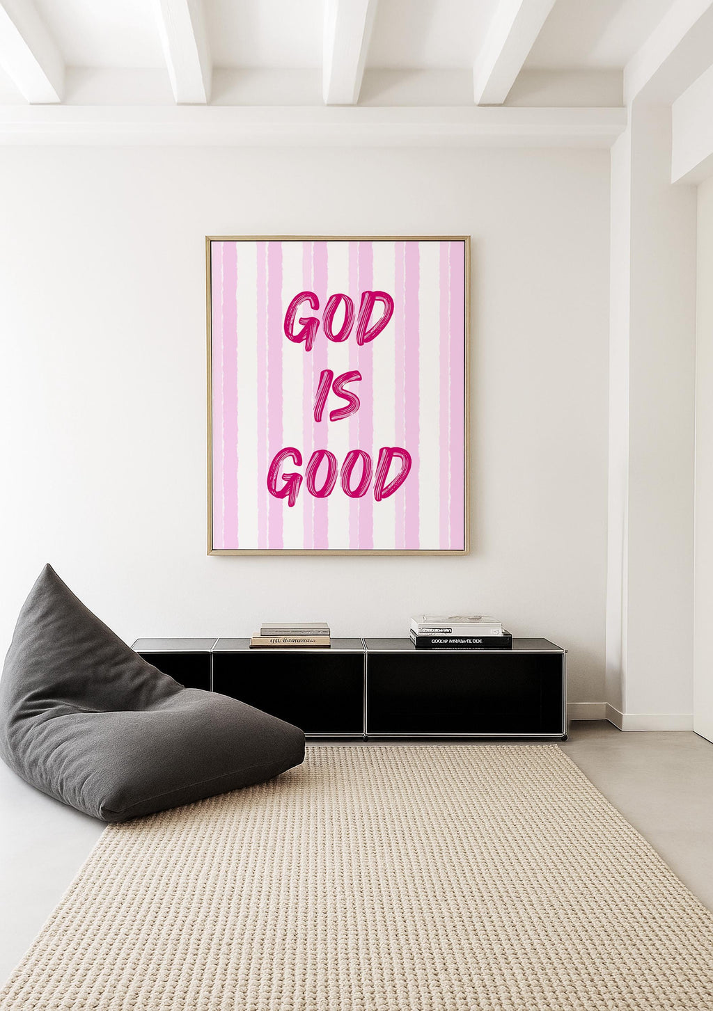 God Is Good Print, Christian Wall Art, Pink Faith Poster