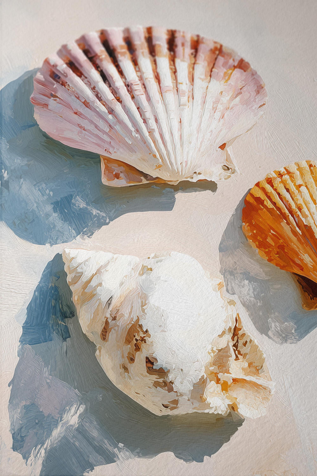 Seashell Wall Art Print, Scallop Shell Poster, Neutral Coastal Bathroom Decor