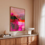 Magenta Pink Abstract Art Print, Pink Modern Wall Decor, Colorful Poster