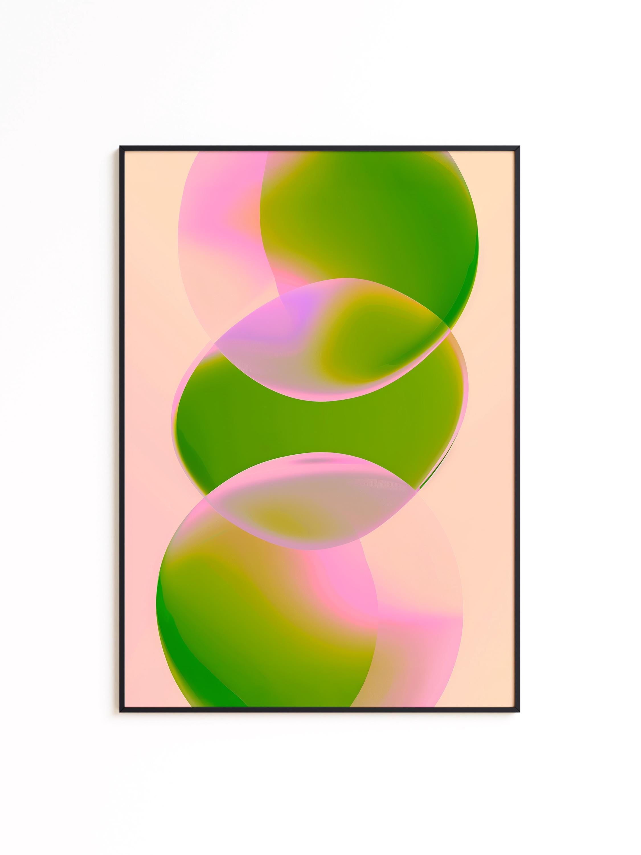Green Pink Abstract Print, Minimal Gradient Wall Art, Modern Soft Color Decor, Contemporary Poster