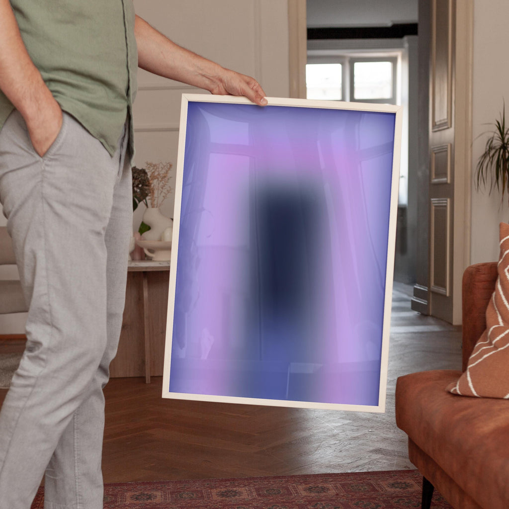 Purple Gradient Art Print, Lavender Blue Abstract Poster, Modern Wall Decor