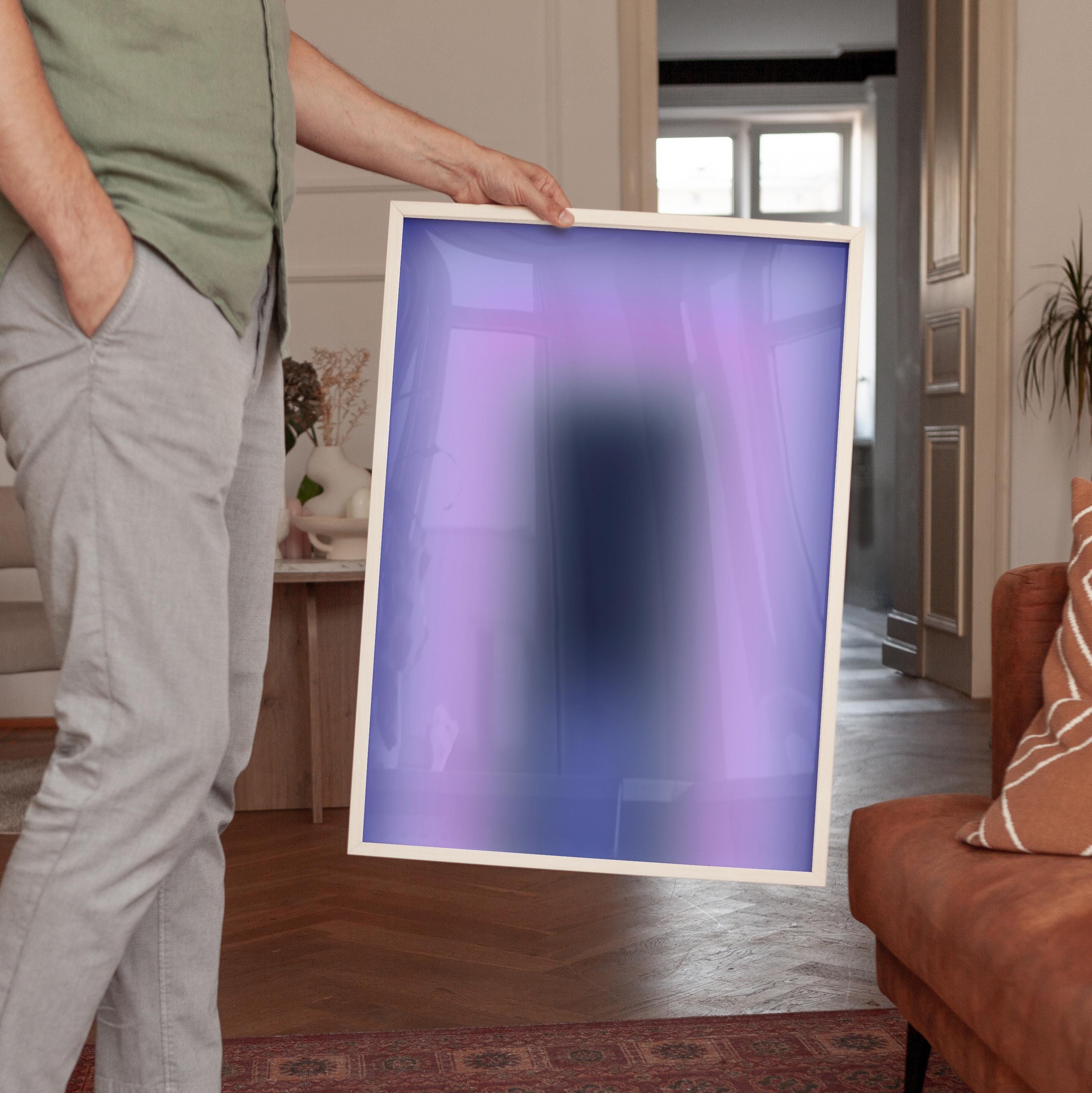 Purple Gradient Art Print, Lavender Blue Abstract Poster, Modern Wall Decor