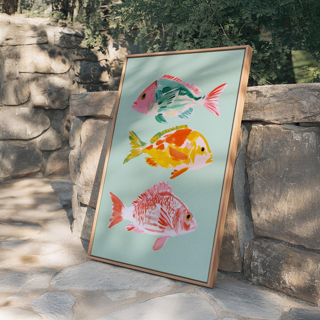 Fish Wall Art Print, Colorful Coastal Fish Poster, Nautical Bathroom Decor