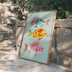 Fish Wall Art Print, Colorful Coastal Fish Poster, Nautical Bathroom Decor