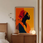 African American Art Print, Black Woman Silhouette, Orange Poster
