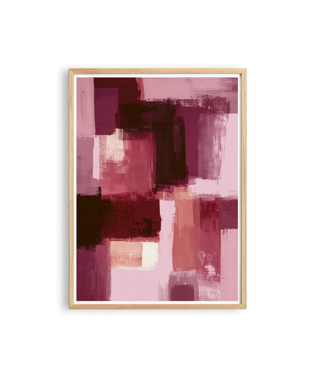 Burgundy Abstract Art Print, Pink Brushstroke Painting, Modern Wall Decor