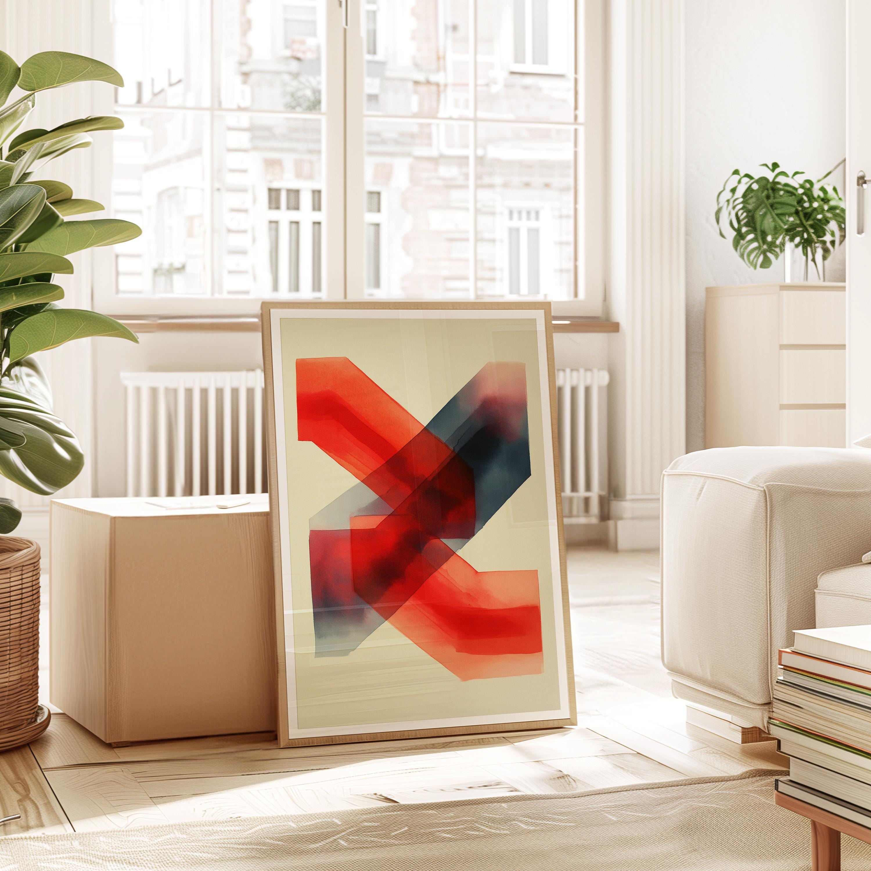 Abstract Racing Wall Art Print, Red Motorsport Poster, Modern Speed Decor