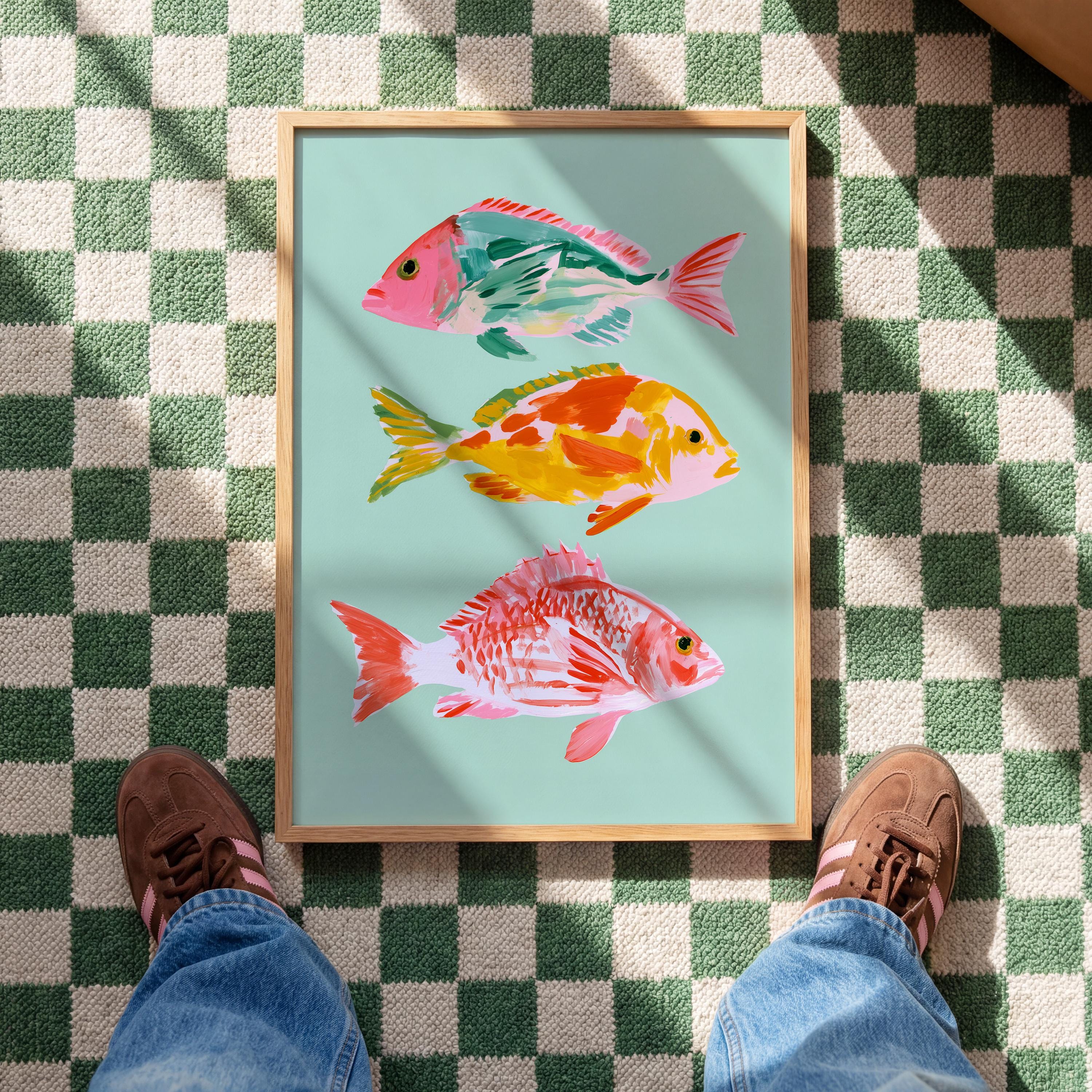 Fish Wall Art Print, Colorful Coastal Fish Poster, Nautical Bathroom Decor