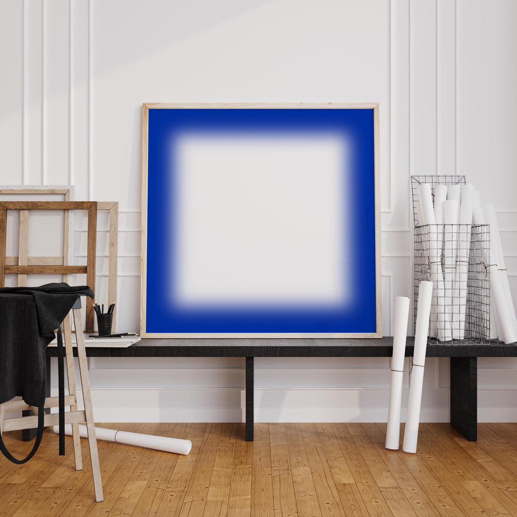 Blue Gradient Abstract Art Print, Minimal Modern Square Artwork