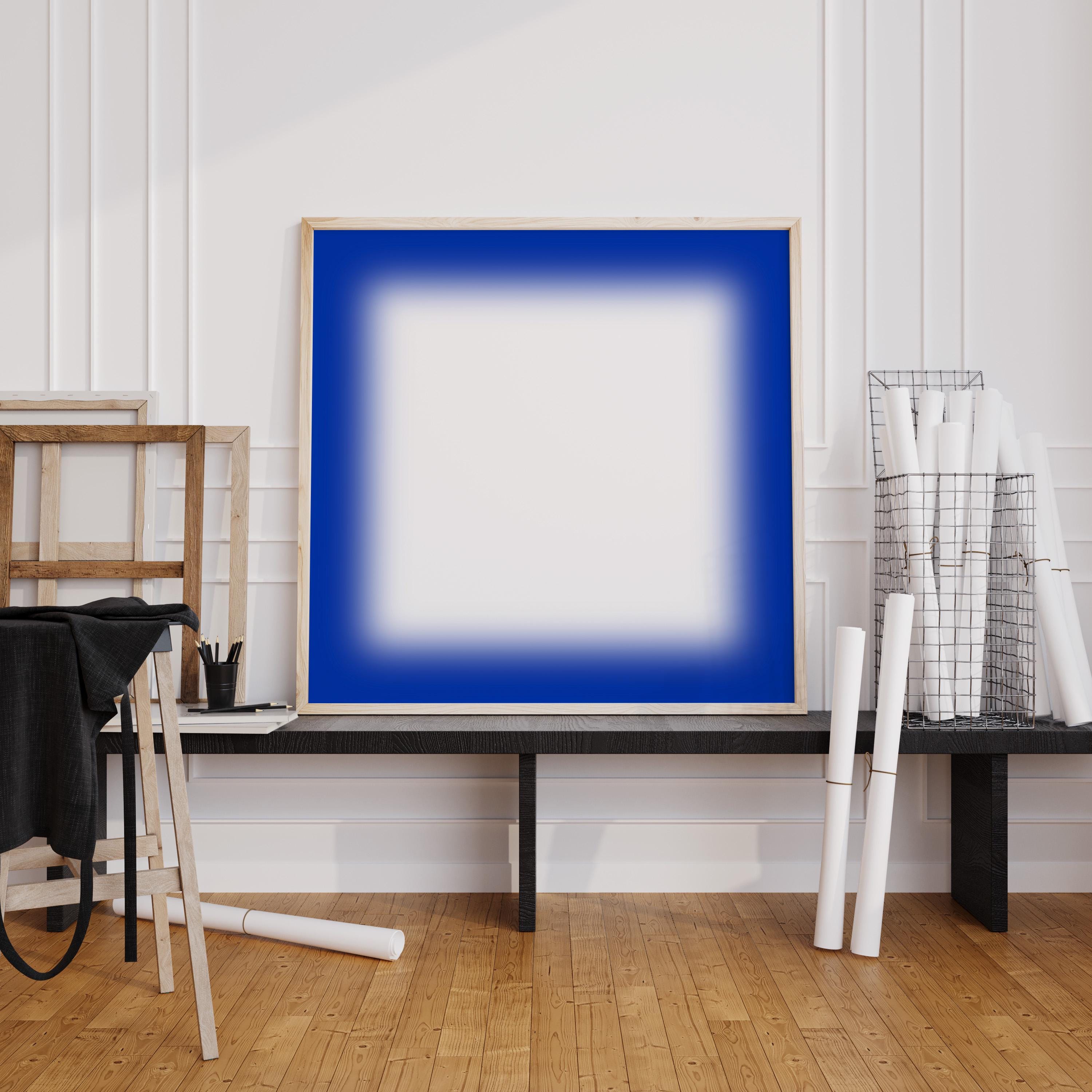 Blue Gradient Abstract Art Print, Minimal Modern Square Artwork