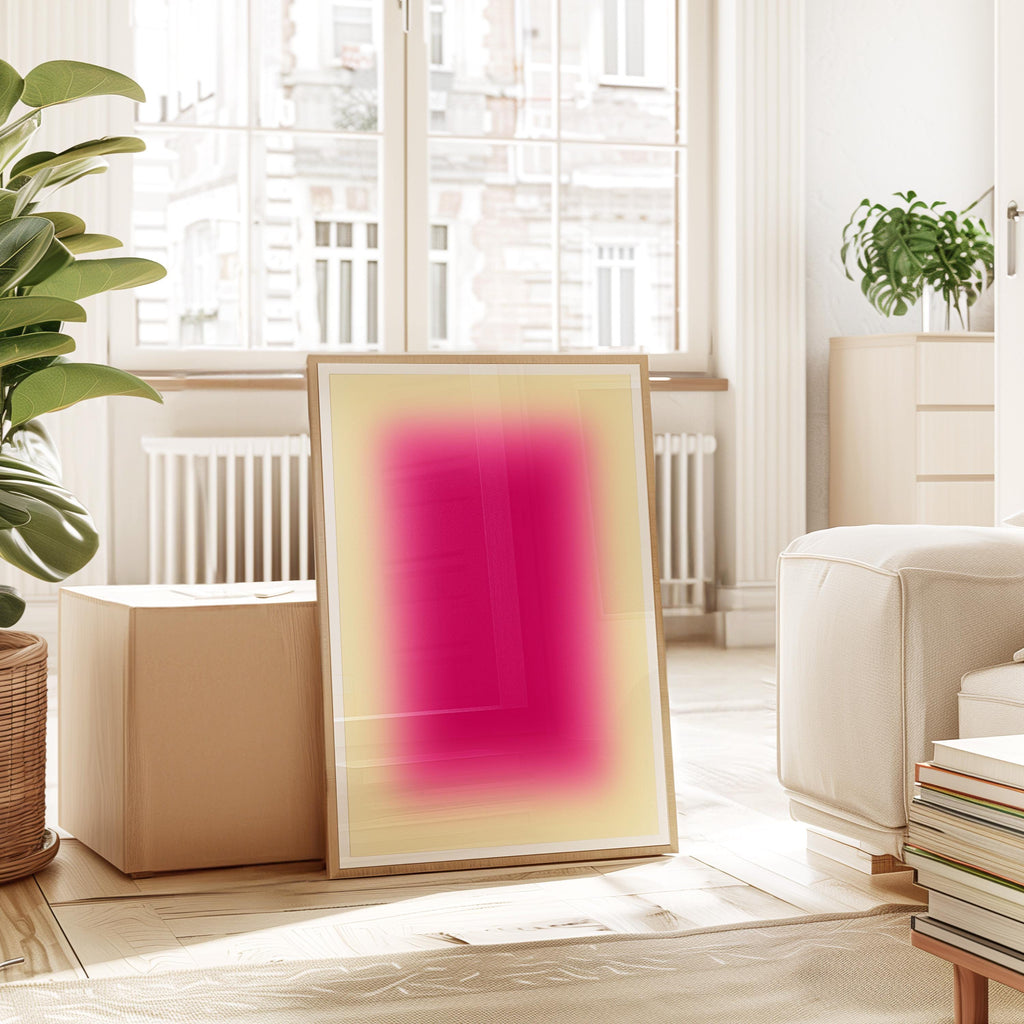 Pink Gradient Abstract Art Print, Warm Minimal Ombre Poster (Digital Download)