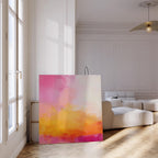 Pink Orange Abstract Sunset Art Print, Modern Landscape Painting, Warm Contemporary Artwork