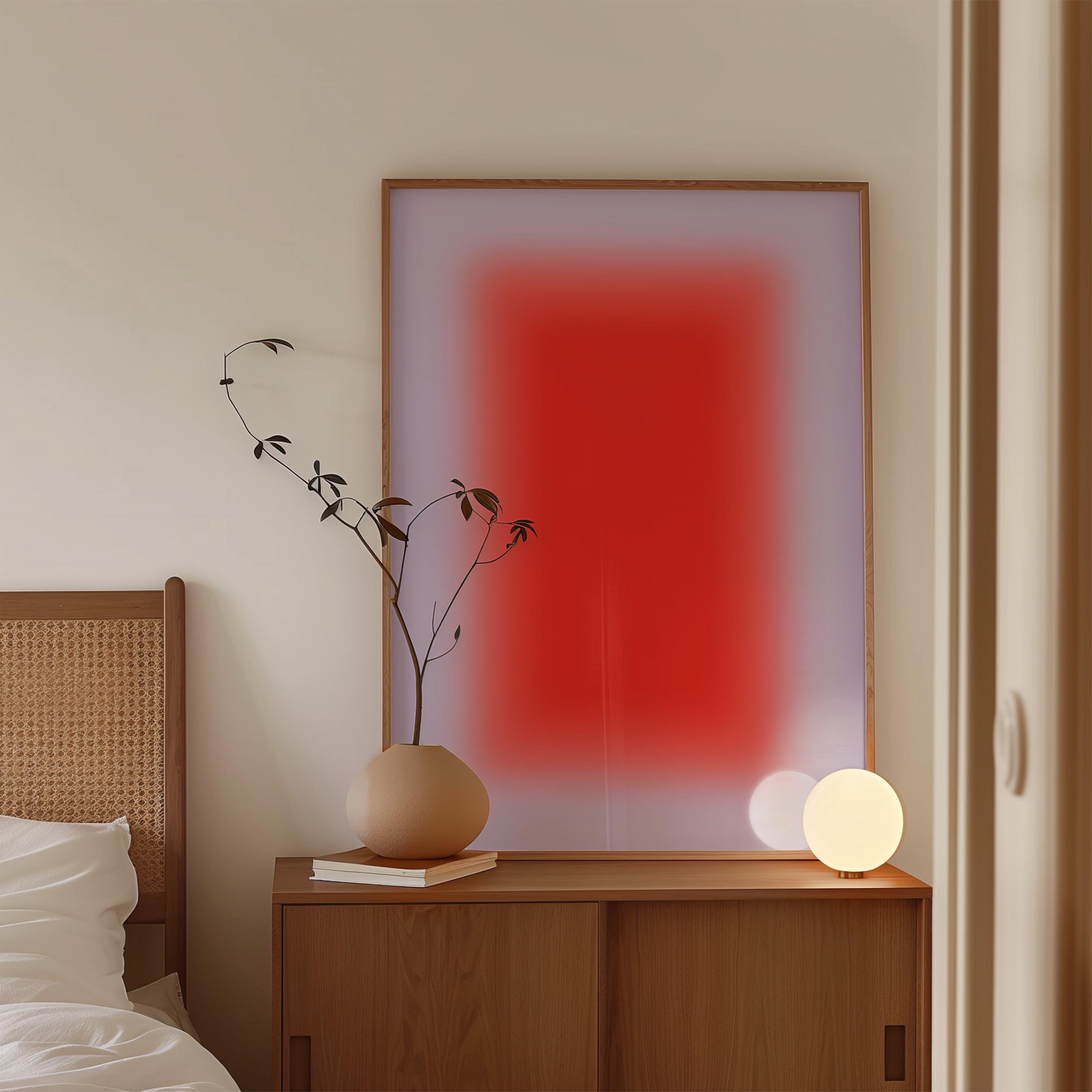Orange Lavender Gradient Abstract Art Print, Modern Minimal Square Artwork