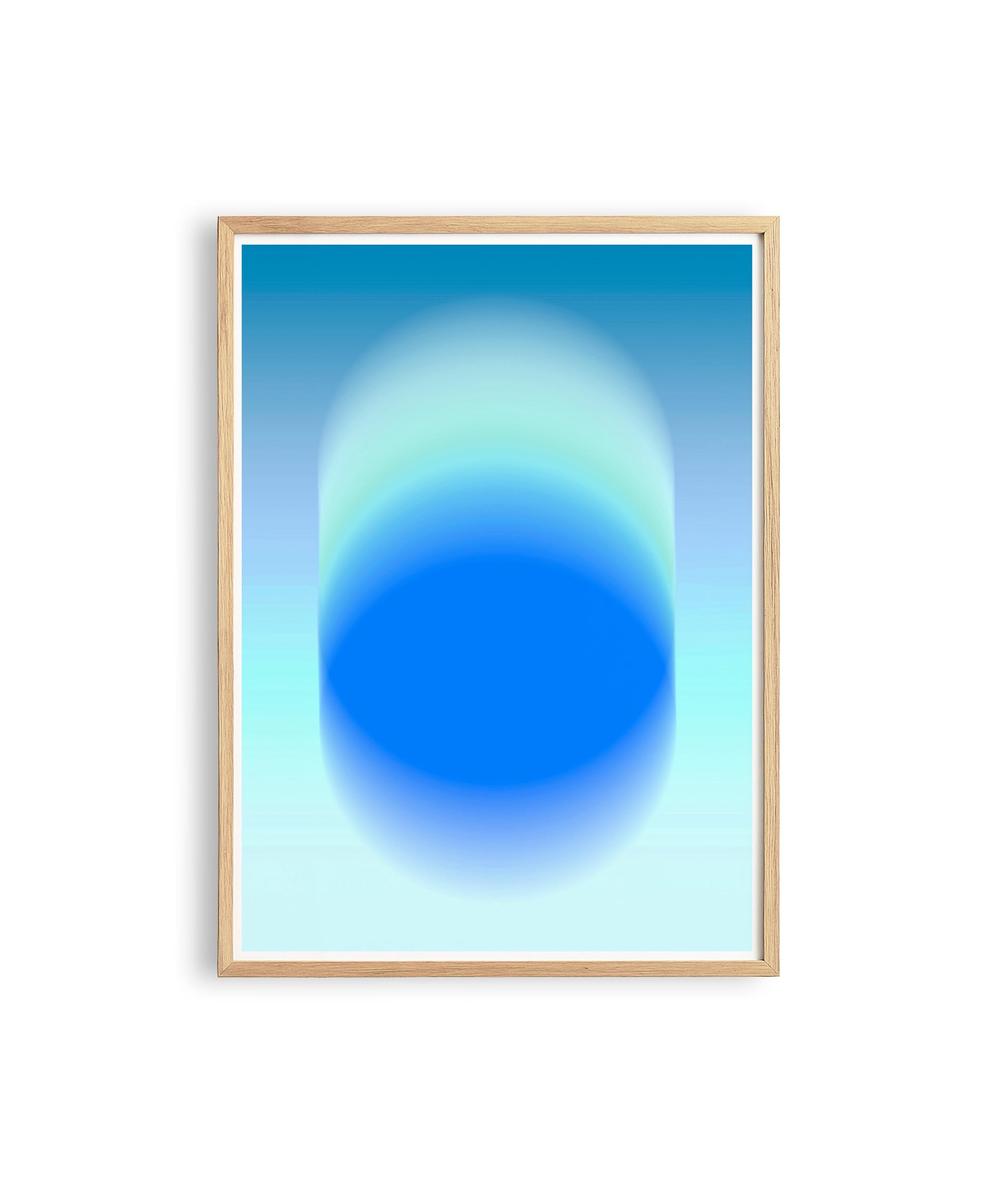 Blue Gradient Art Print, Aqua Aura Poster, Modern Wall Decor