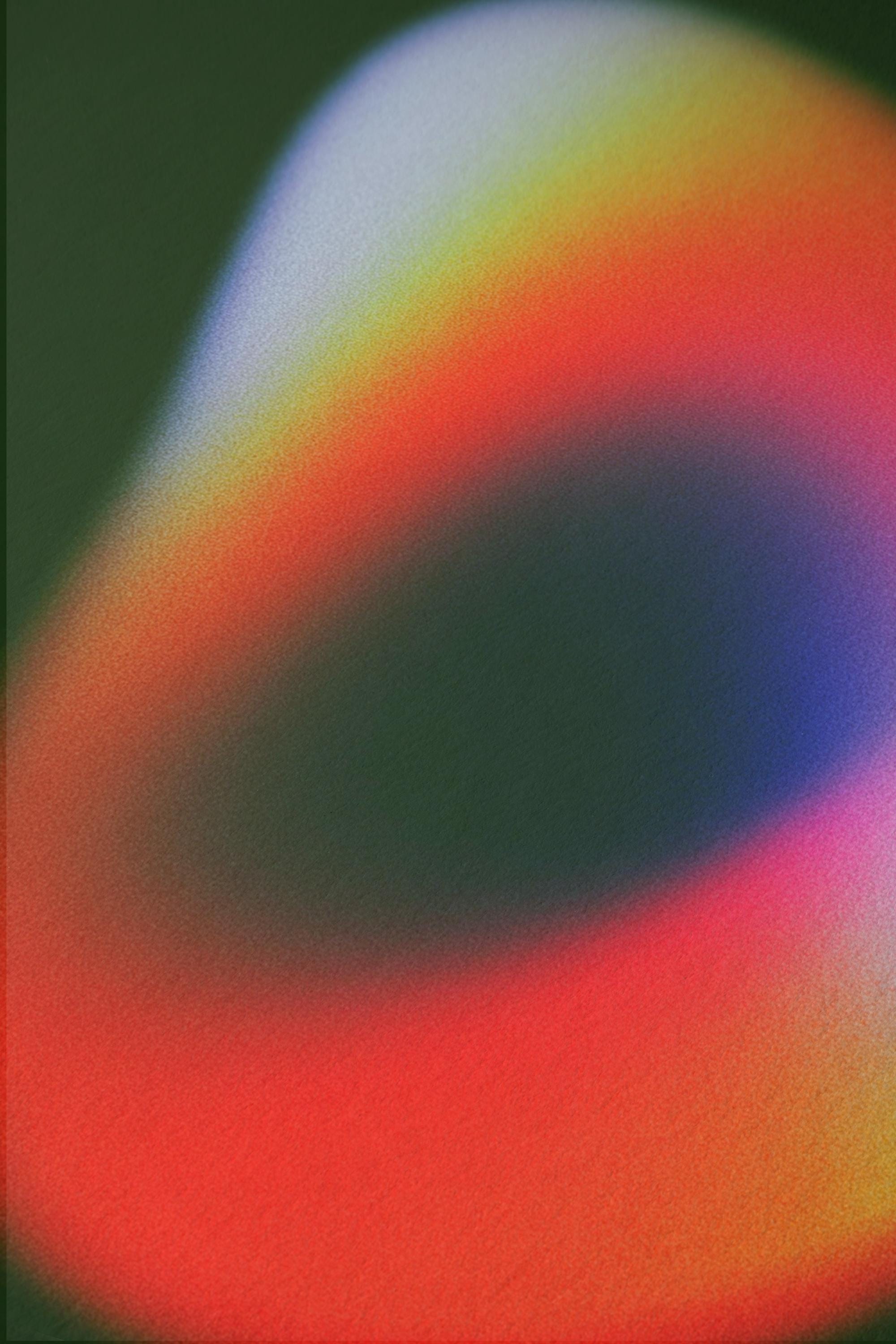 Colorful Abstract Gradient Art Print, Modern Neon Shape Poster, Dark Green Decor