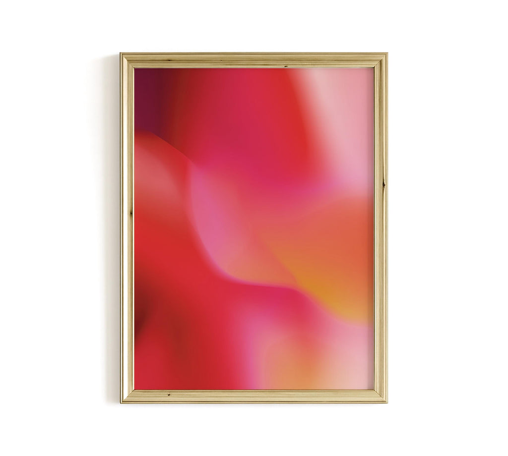 Red Pink Aura Gradient Print, Warm Abstract Wall Art, Orange Modern Decor Print