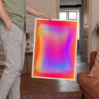 Pink Orange Aura Print, Neon Gradient Wall Art, Lilac Glow Abstract Decor