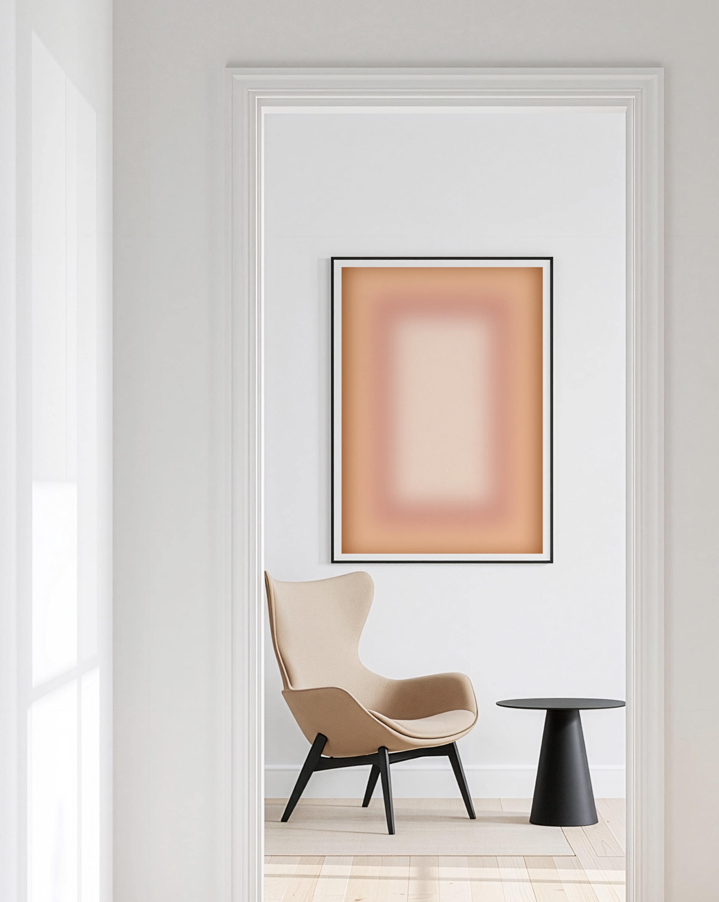 Beige Gradient Abstract Wall Art, Minimalist Ombre Wall Art