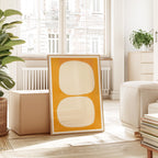 Mid Century Abstract Print, Warm Yellow Organic Shapes, Scandinavian Wall Decor