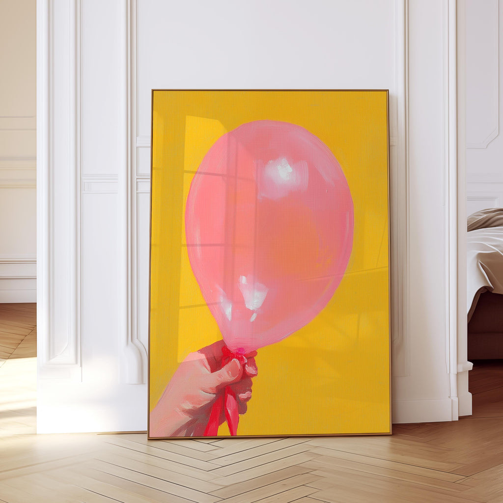 Pink Balloon Pop Art Print, Birthday Celebration Wall Art (Digital Download)