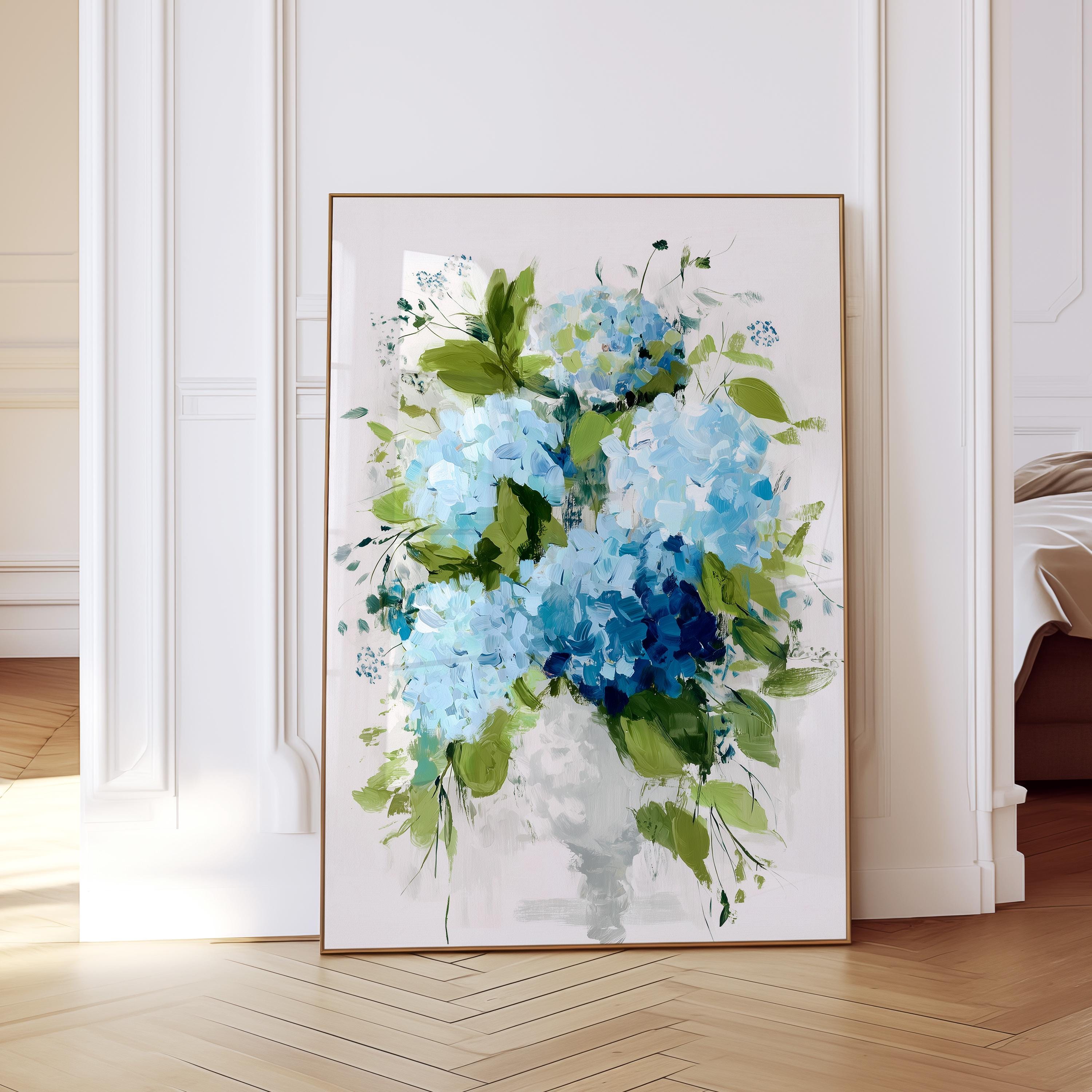 Hydrangea Wall Art Print, Botanical Flower Decor for Bedroom or Office
