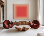 Coral Wall Art Print, Salmon Pink Gradient, Minimal Square Abstract Decor