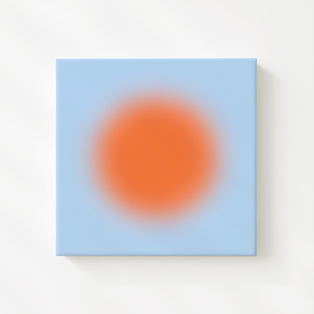 Orange Blue Abstract Art Print, Modern Gradient Sun Artwork, Minimal Contemporary Wall Decor Print