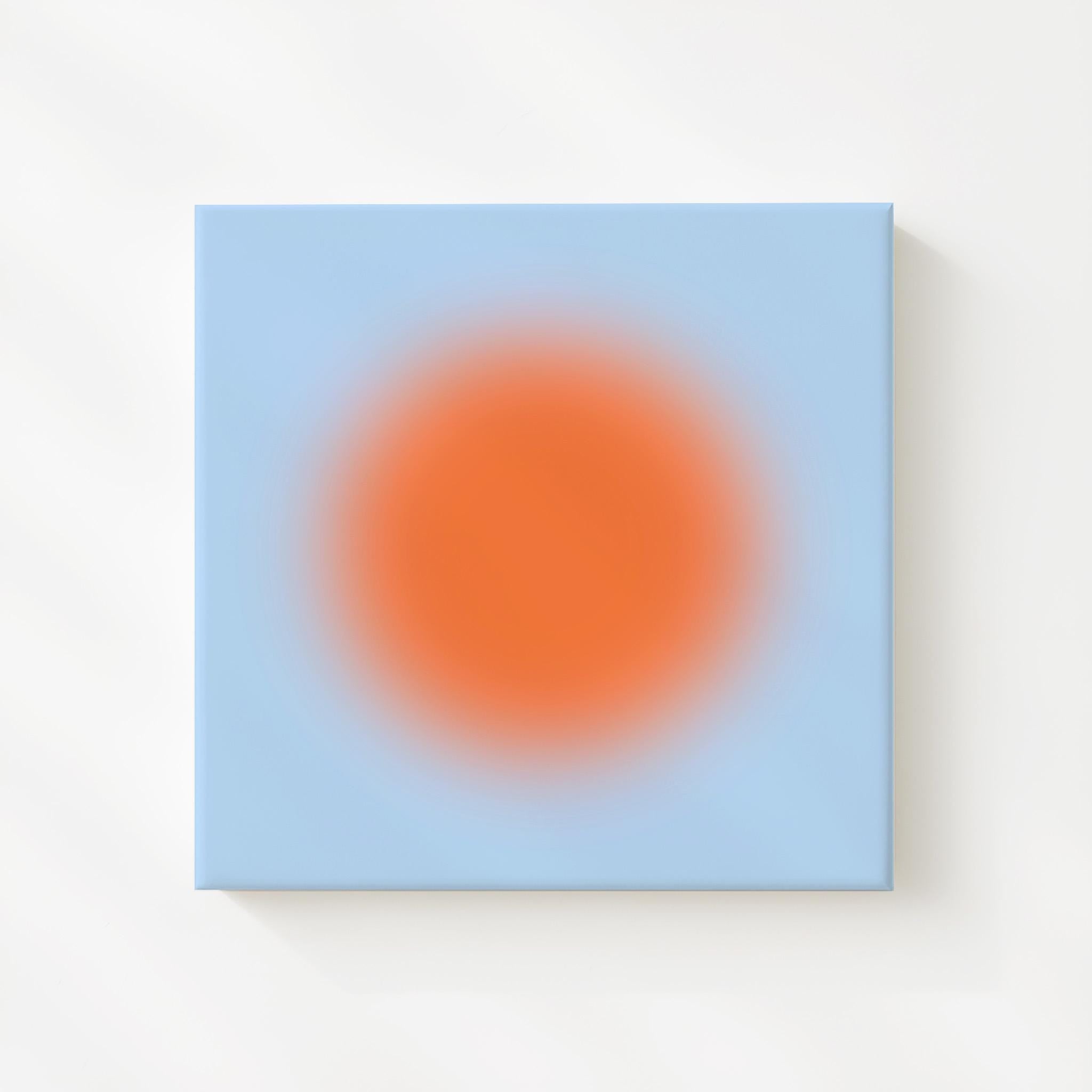 Orange Blue Abstract Art Print, Modern Gradient Sun Artwork, Minimal Contemporary Wall Decor Print