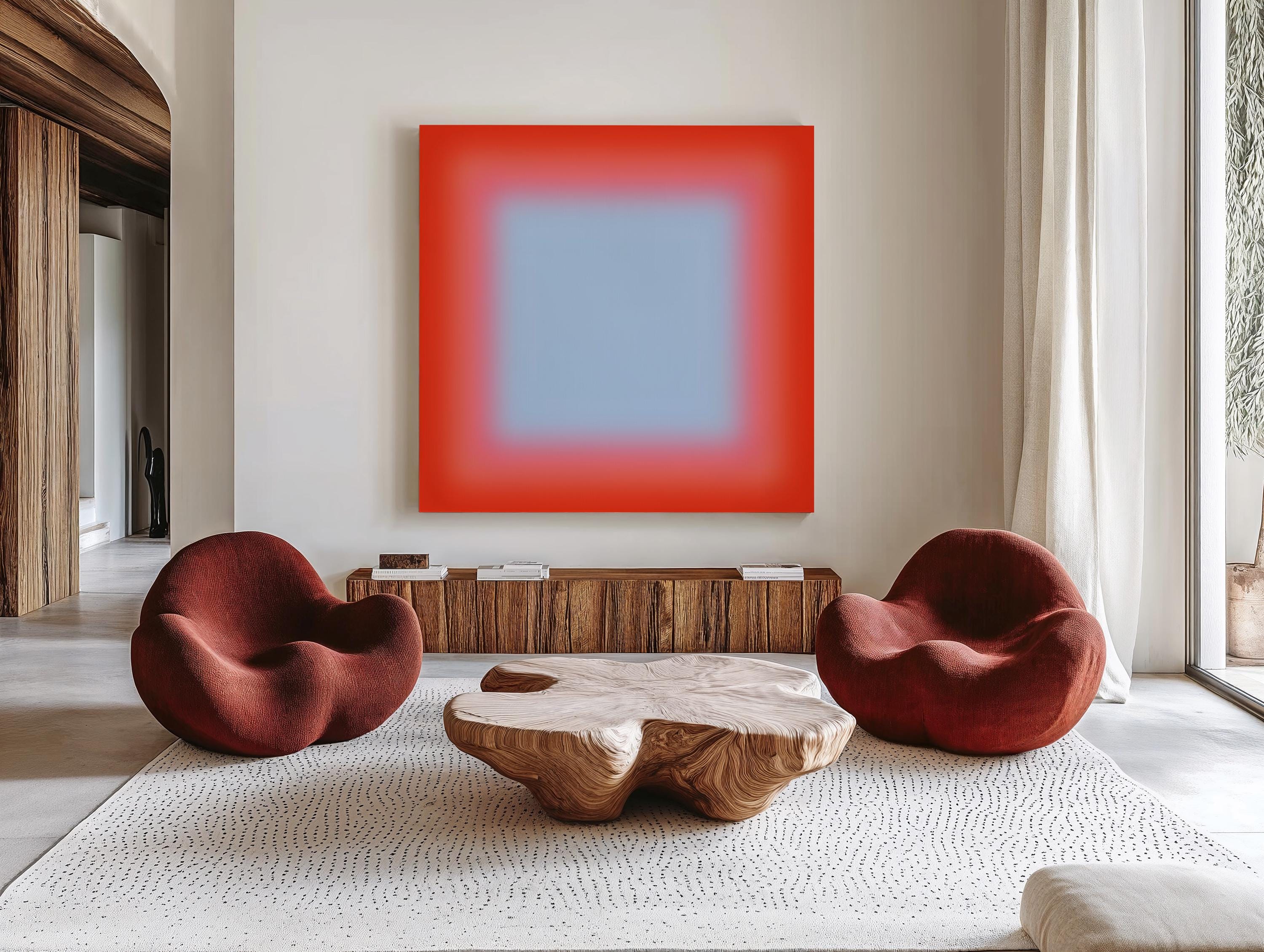 Orange Blue Gradient Wall Art, Warm Cool Abstract Print, Modern Color Field Decor