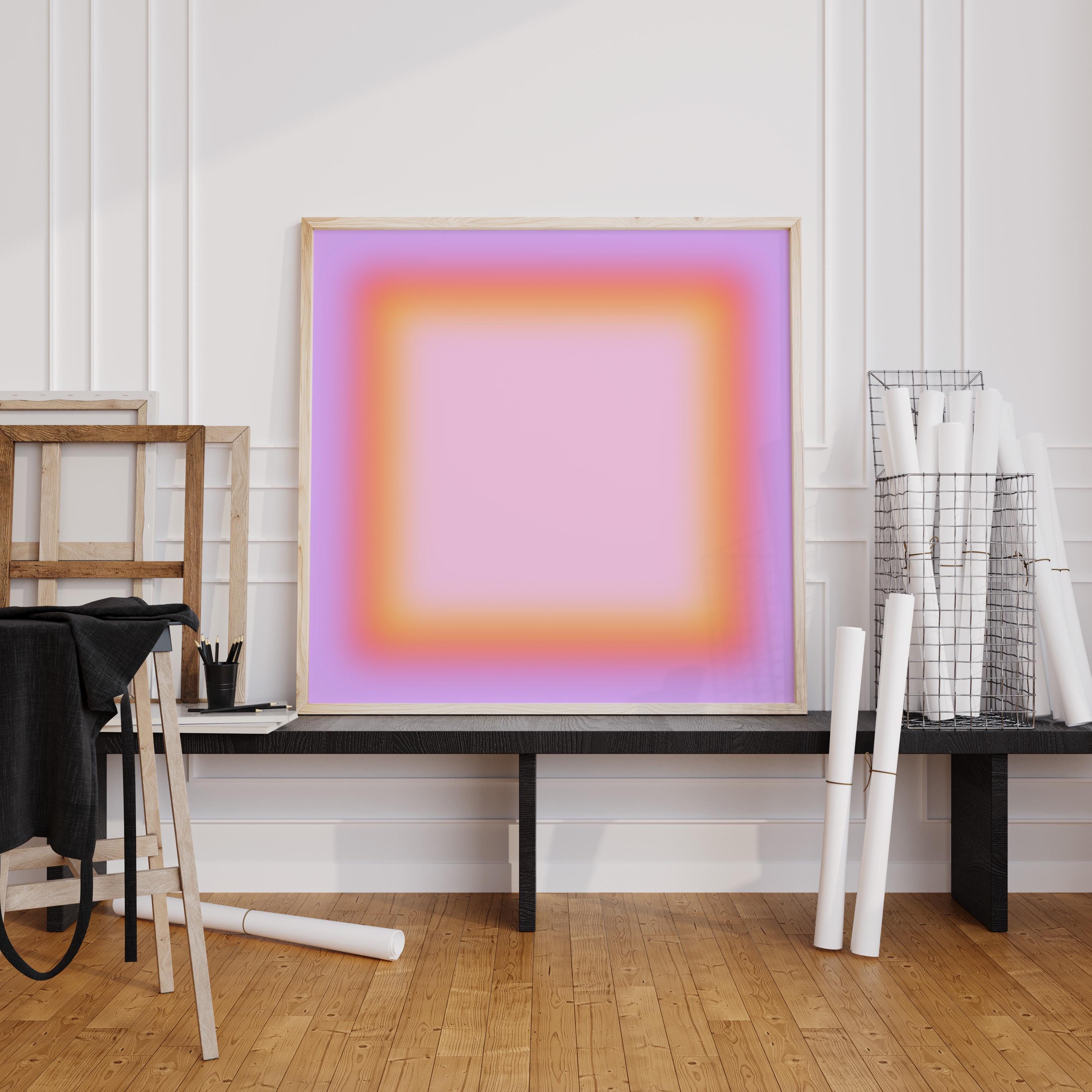 Lavender Orange Gradient Wall Art, Pastel Minimal Print, Modern Color Decor