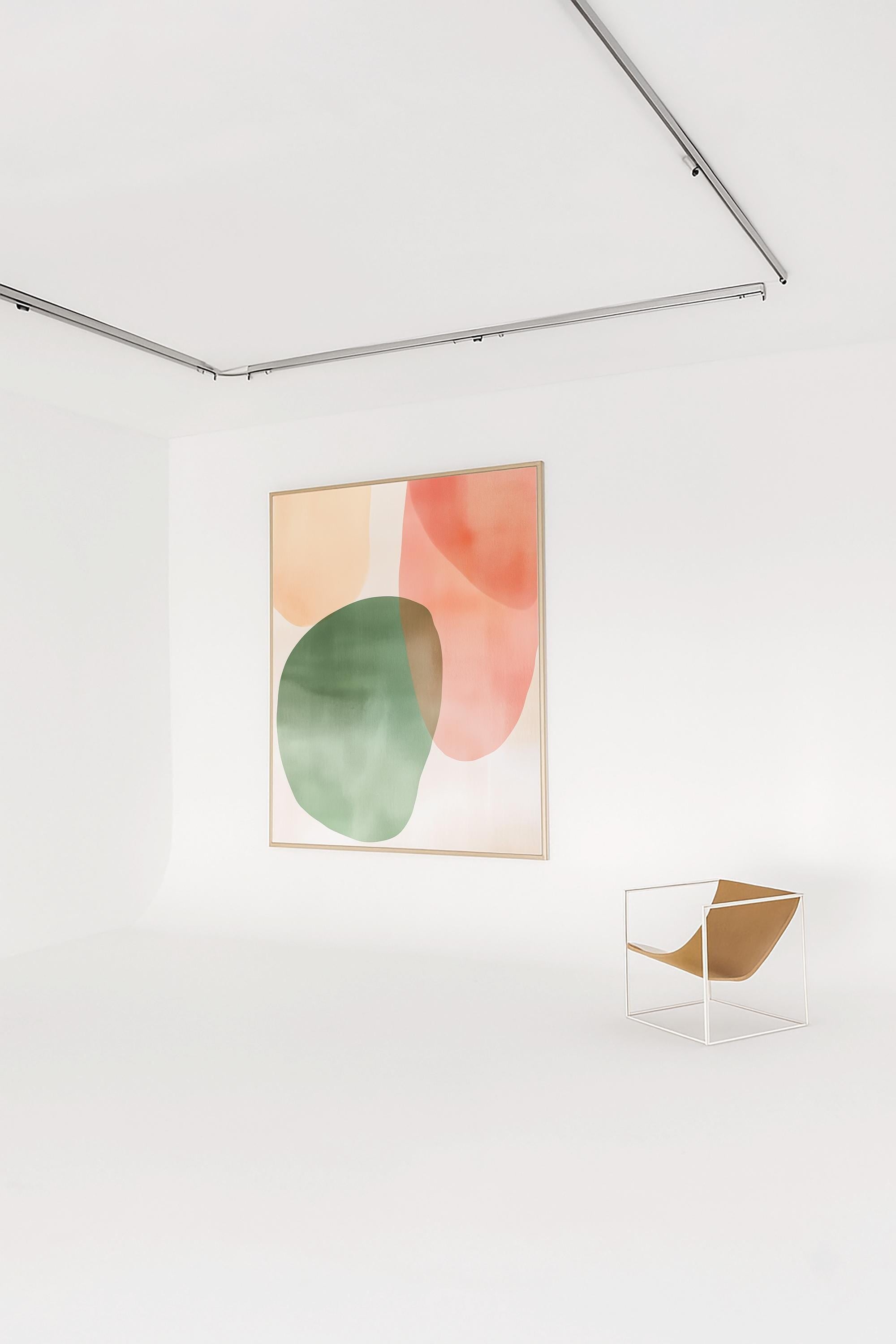 Neutral Abstract Print, Minimalist Scandinavian Wall Decor, Organic Shapes watercolor art
