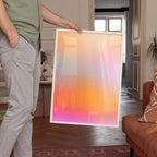 Orange Gradient Art Print, Peach Pink Abstract Poster, Modern Wall Decor