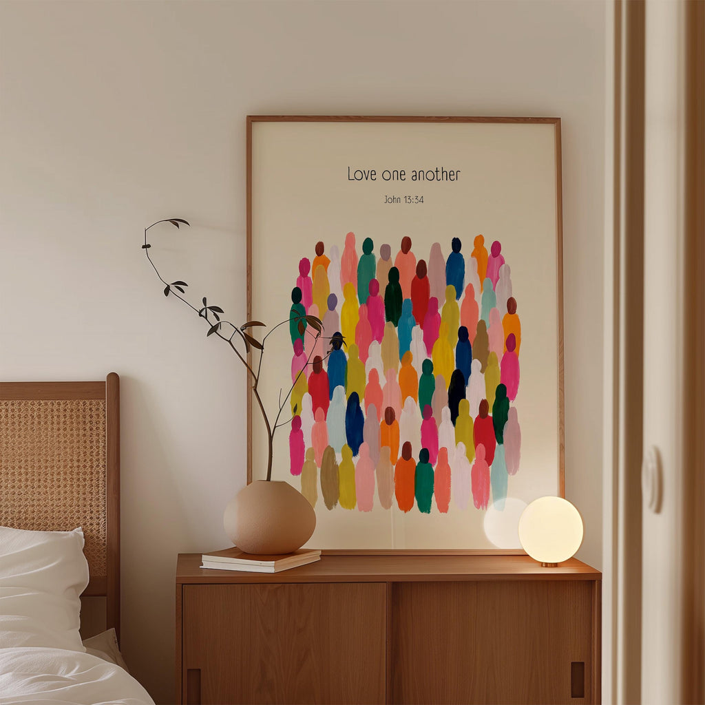 Love One Another Wall Art Print, John 13 34 Christian Bible Verse Poster