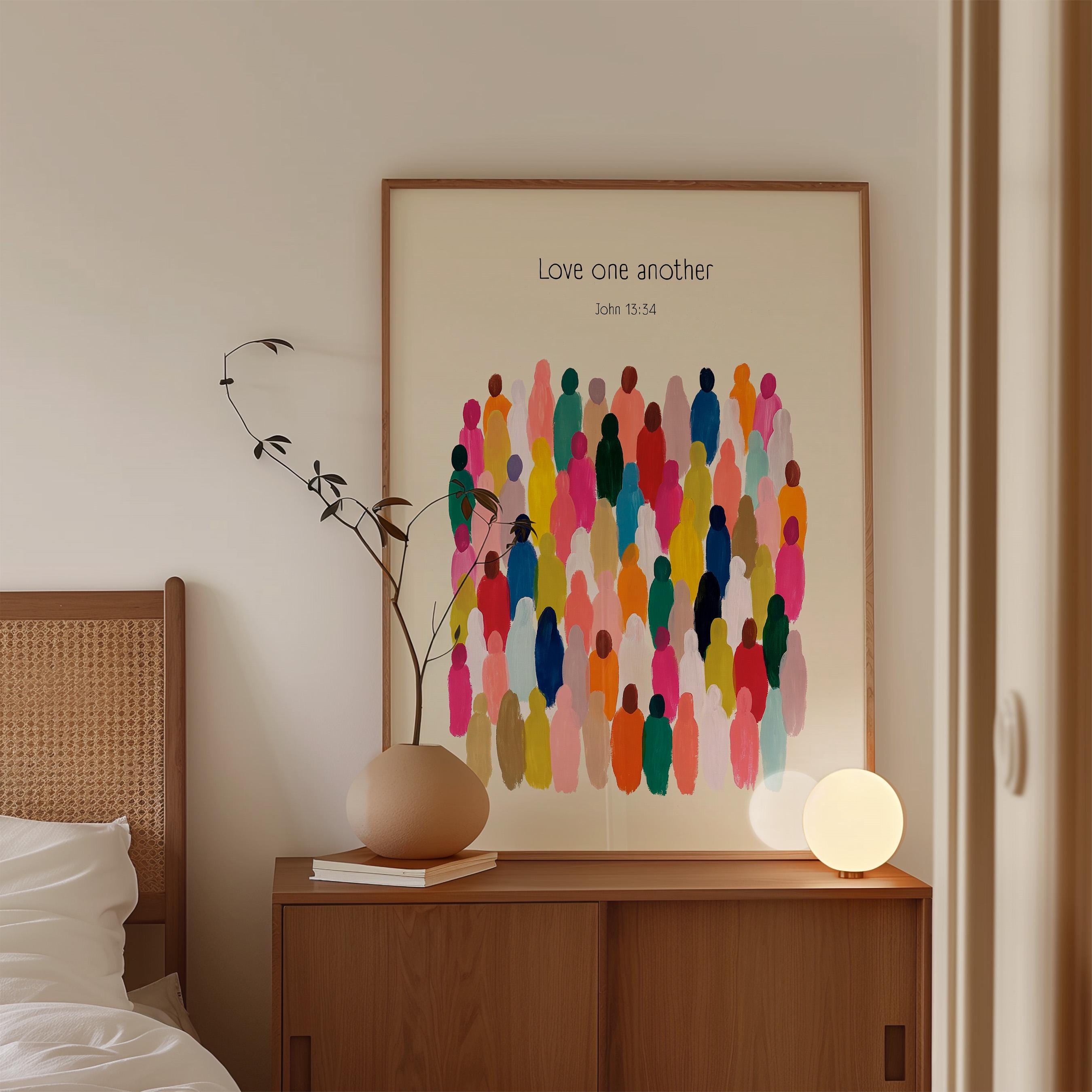 Love One Another Wall Art Print, John 13 34 Christian Bible Verse Poster